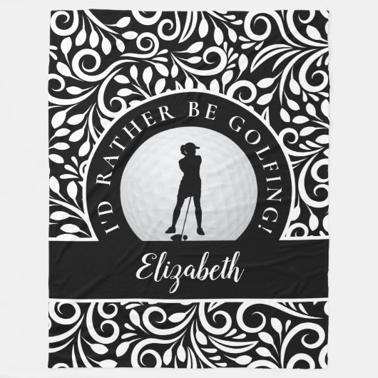 Custom Golf Silhouette Modernes Muster Schwarz-wei Fleecedecke (Vorderseite)