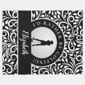 Custom Golf Silhouette Modernes Muster Schwarz-wei Fleecedecke (Vorderseite (Horizontal))