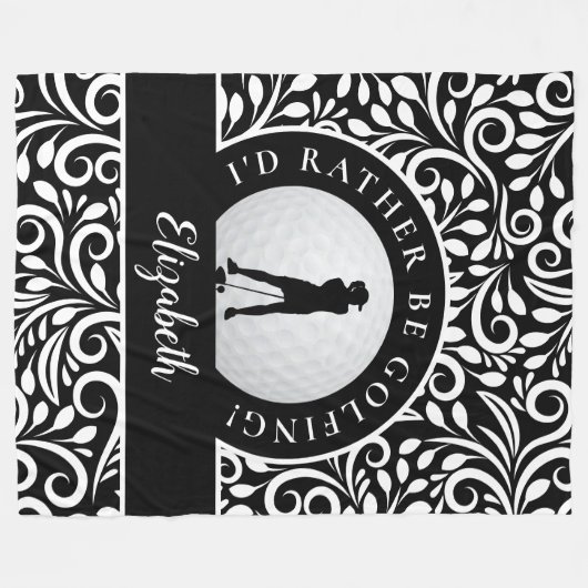 Custom Golf Silhouette Modernes Muster Schwarz-wei Fleecedecke (Vorderseite (Horizontal))