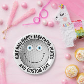 Custom Golf Theme Party BLAUE EYES Happy Face 7" Pappteller (Party)