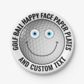 Custom Golf Theme Party BLAUE EYES Happy Face 7" Pappteller (Vorderseite)