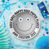 Custom Golf Theme Party BLAUE EYES Happy Face 9" Pappteller (Party)