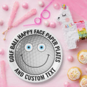 Custom Golf Theme Party BLAUE EYES Happy Face 9" Pappteller (Party)