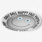 Custom Golf Theme Party BLAUE EYES Happy Face 9" Pappteller (Schrägansicht)