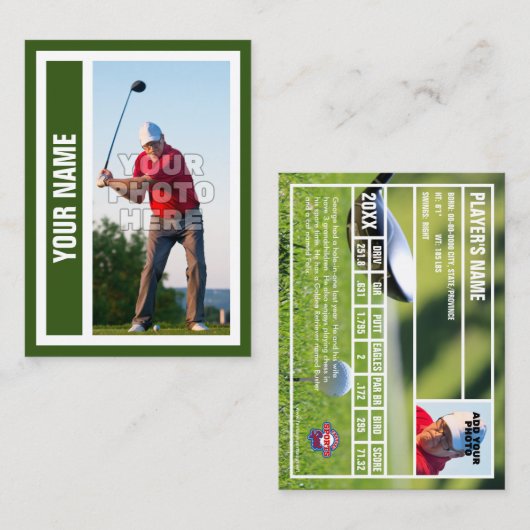 Custom Golf Trading Card - Forrest Green Telefonnummerkarte (Vorne/Hinten)