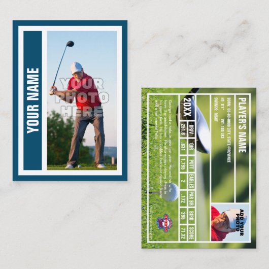 Custom Golf Trading Card - Ocean Blue Telefonnummerkarte (Vorne/Hinten)