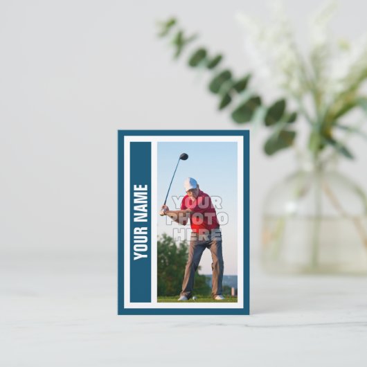 Custom Golf Trading Card - Ocean Blue Telefonnummerkarte (Stehend Vorderseite)
