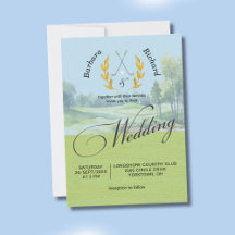 Custom Golf Wedding Invite Watercolor Golf Course 