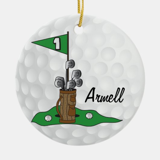 Custom - Golfer 🏌️ ‍ auf dem Grünen | Golf Keramik Ornament (Vorne)