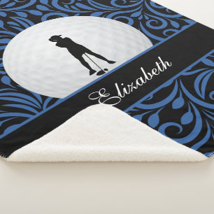Custom Golfer Golf Silhouette Black Blue Muster Sherpadecke