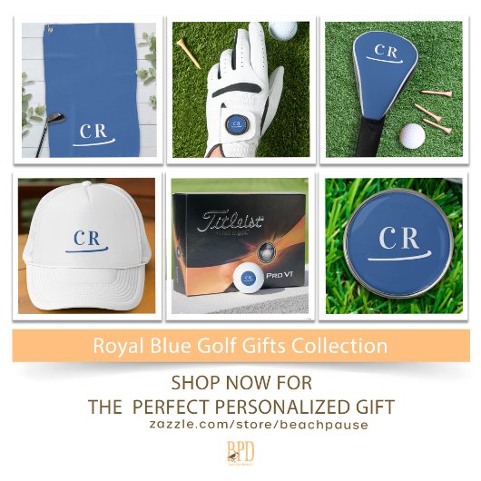 Custom Golfer Monogram Initials Modern Royal Blue Golf Headcover