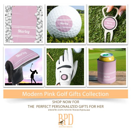Custom Golfer Pro Sports Classic Name Chic Pink Golfhandtuch