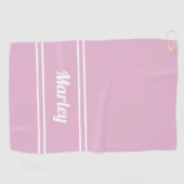 Custom Golfer Pro Sports Classic Name Chic Pink Golfhandtuch (Horizontal)