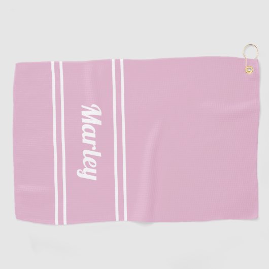Custom Golfer Pro Sports Classic Name Chic Pink Golfhandtuch (Horizontal)