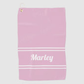 Custom Golfer Pro Sports Classic Name Chic Pink Golfhandtuch (Vorderseite)