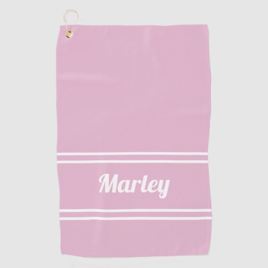 Custom Golfer Pro Sports Classic Name Chic Pink Golfhandtuch (Vorderseite)
