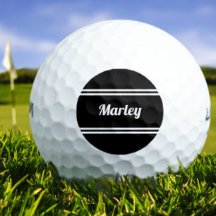 Custom Golfer Sports Classic Name Monogram Black Golfball
