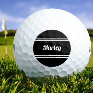 Custom Golfer Sports Classic Name Monogram Black Golfball