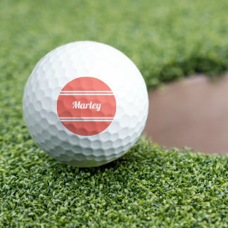 Custom Golfer Sports Classic Name Monogram Coral Golfball
