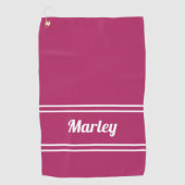 Custom Golfer Sports Classic Name Monogram Pink Golfhandtuch (Vorderseite)