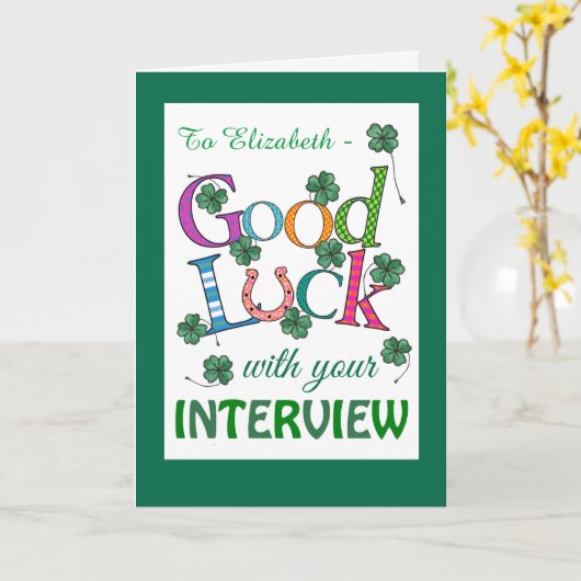 Custom Good Luck Interview Four-leaf Clover Karte (Gelbe Blume)