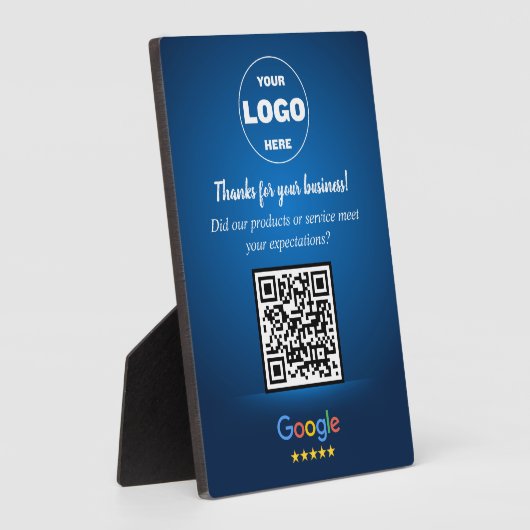 Custom Google Review QR Code Business Blue Plaque Fotoplatte (Seite)