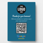 Custom Google Review QR Code Business Navy Plaque Fotoplatte (Vorderseite)