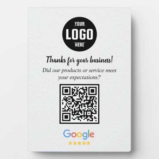 Custom Google Review QR Code Business Plaque Fotoplatte (Vorderseite)