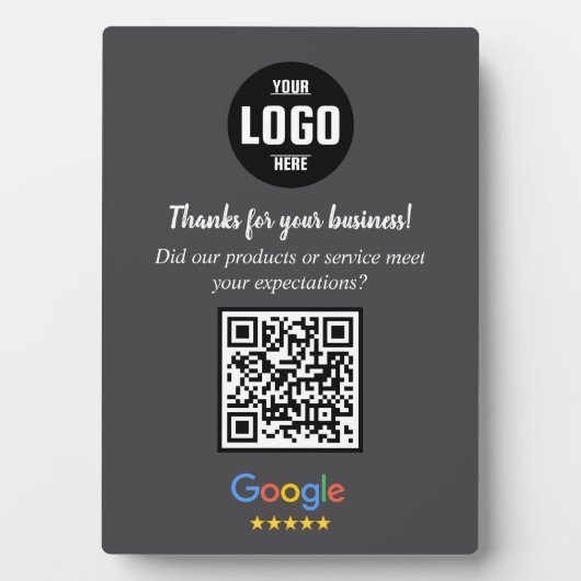 Custom Google Review QR Code Business Plaque Fotoplatte (Vorderseite)