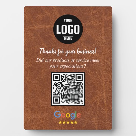 Custom Google Review QR Code Business Plaque Fotoplatte (Vorderseite)