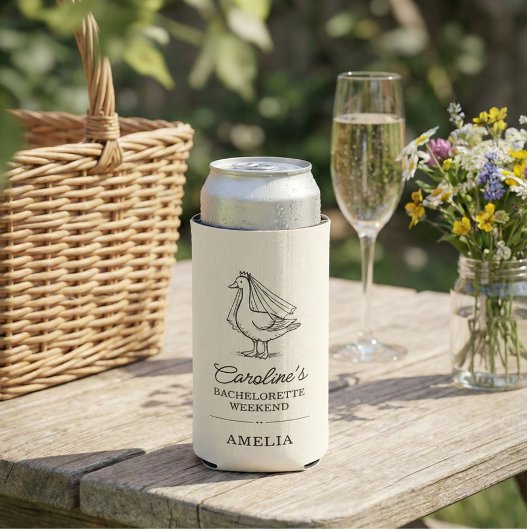 Custom Goose Doodle Weekend Bachelorette Favor Selters Dosenkühler