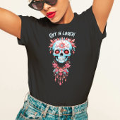 Custom Gothic Blue Pink Halloween Sugar Skull T-Shirt