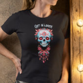 Custom Gothic Blue Pink Halloween Sugar Skull T-Shirt