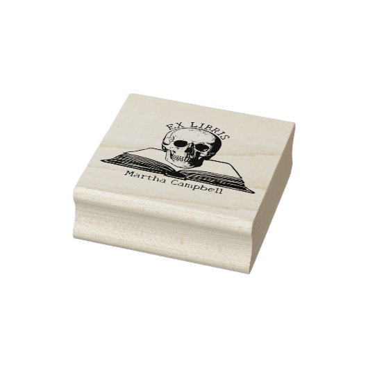 Custom Gothic Skull Ex Libris Library Book Gummistempel (Stempel)