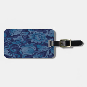 Custom Gracful Blue Floral Luggage Tag Gepäckanhänger