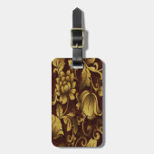 Custom Gracful Brown Floral Luggage Tag Gepäckanhänger (Vorderseite vertikal)