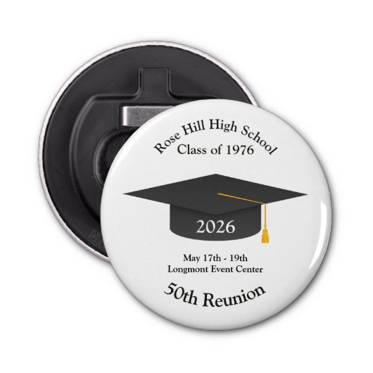 Custom Grad Cap Reunion Keepsake Bottle Opener Flaschenöffner (Vorderseite)