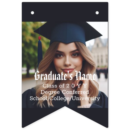 Custom Grad Foto, Name, Abschluss Class, School Wimpelkette (Zweite Fahne)