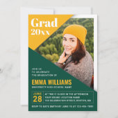 Custom Grad Modern Green Yellow | FOTO ABSCHLUSS Einladung (Vorderseite)