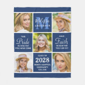 Custom Graduate 5 Foto Inspirational Navy Blue Fleecedecke (Vorderseite)