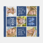 Custom Graduate 5 Foto Inspirational Navy Blue Fleecedecke (Vorderseite (Horizontal))