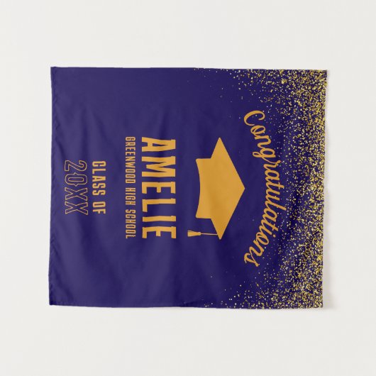 Custom Graduation 2026 Personalized Grad Party Wandteppich (Vorderseite (Horizontal))