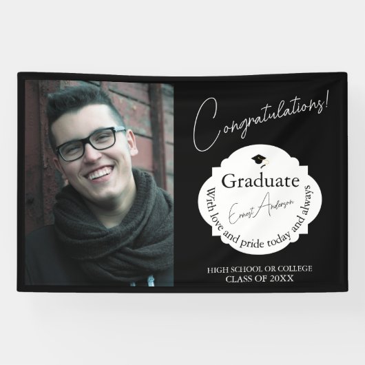 Custom Graduation Banner with Photo & Name (Horizontal)