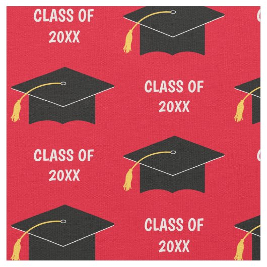 Custom Graduation Cap Class Year Red Stoff (Nahaufnahme)