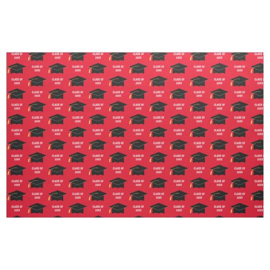 Custom Graduation Cap Class Year Red Stoff (Fat Quarter (45,7 x 55,9 cm))