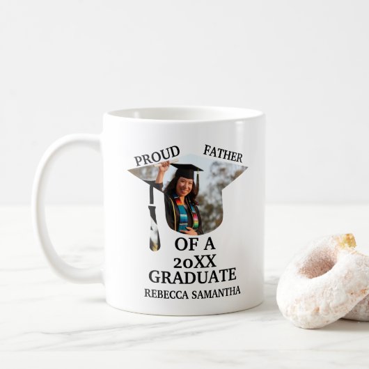 Custom Graduation Cap tassel Foto stolzer Vater Kaffeetasse (Mit Donut)