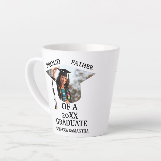 Custom Graduation Cap tassel Foto stolzer Vater Milchtasse (Linke Ecke)