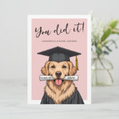 Custom Graduation Cute Golden Retriever Karte (Stehend Vorderseite)