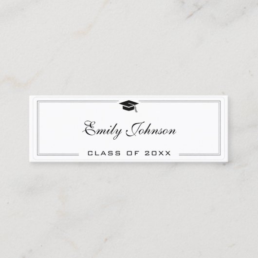 Custom Graduation Name Card - Elegant Classic Telefonnummerkarte (Vorderseite)