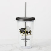 Custom Graduation Party Black Gold Acryltrinkbecher (Vorderseite)
